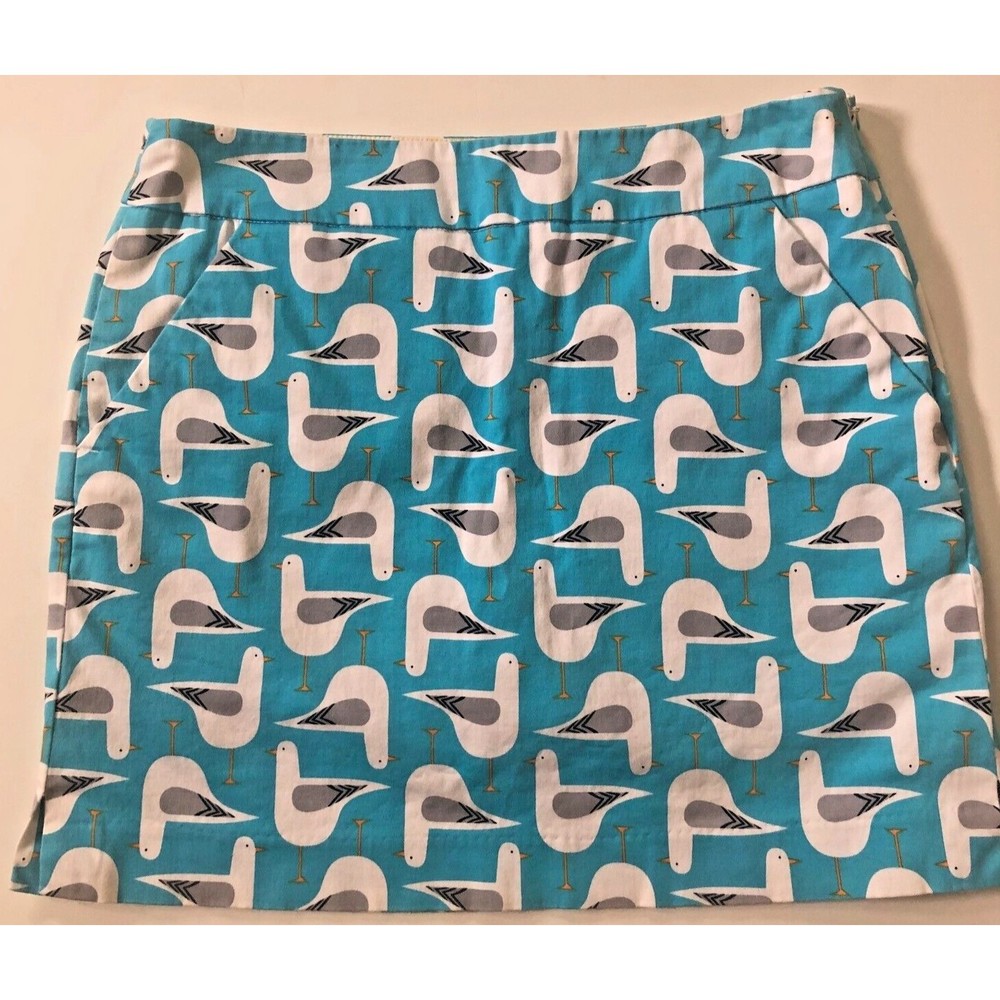 Loudmouth Ladies Golf Skort Skirt Shorts Women Size 4 Blue Bird Print Pockets